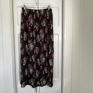 WEEDS Vintage Pleated Floral Brown Skirt Womens size Medium pleated and unlined